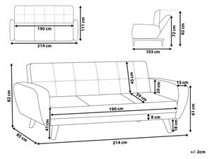 Háromszemélyes világosszürke kárpitozott kanapéágy FLORLI
