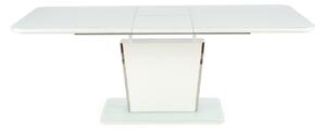 Asztal Houston 962, Fehér, 76x90x160cm, Hosszabbíthatóság, Edzett üveg, Közepes sűrűségű farostlemez
