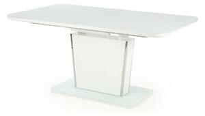 Asztal Houston 962, Fehér, 76x90x160cm, Hosszabbíthatóság, Közepes sűrűségű farostlemez, Edzett üveg