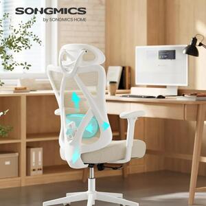 Songmics ergonomikus irodai szék, hálós szövet anyag, H114-124 cm, ideális irodába/otthoni irodába/tanulószobába, állítható fejtámla a fej/nyak megtámasztására, deréktámasz, légáteresztő háló