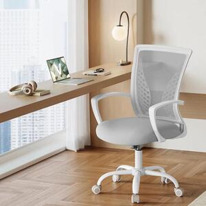 Songmics ergonomikus irodai szék görgőkkel, tanuláshoz/otthoni irodához/irodába, hálós textil kárpitozás, H96-104 cm, hintamechanizmus, állítható magasság, stabil alap nylon görgőkkel, derékt
