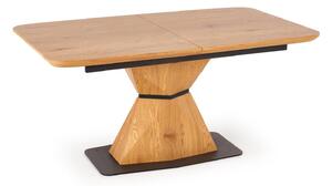 Asztal Houston 1539, Fekete, Arany tölgy, 76x89x160cm, Hosszabbíthatóság, Közepes sűrűségű farostlemez, Fém
