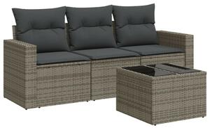 VidaXL Polyrattan Kerti Ülőgarnitúra - 4 részes - Szürke