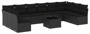 VidaXL Polyrattan Kerti Ülőgarnitúra - 11 részes - Fekete