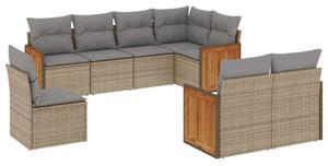 VidaXL Polyrattan Kerti Ülőgarnitúra - 8 részes - Bézs