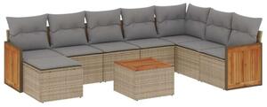 VidaXL Polyrattan Kerti Ülőgarnitúra - 9 részes - Bézs