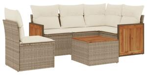 VidaXL Polyrattan Kerti Ülőgarnitúra - 6 részes - Bézs