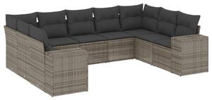 VidaXL 9-részes szürke polyrattan kerti ülőgarnitúra párnákkal