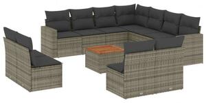 VidaXL Polyrattan Kerti Ülőgarnitúra - 12 részes - Szürke