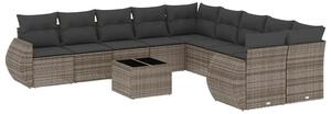 VidaXL Polyrattan Kerti Ülőgarnitúra - 11 részes, Sötétszürke
