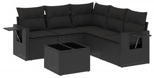 Polyrattan Kerti Ülőgarnitúra - 6 részes - Fekete