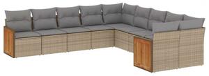 VidaXL Polyrattan Kerti Ülőgarnitúra - 10 részes - Bézs