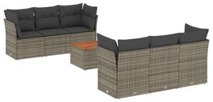 VidaXL Polyrattan Kerti Ülőgarnitúra - 7 részes, Szürke