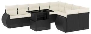 VidaXL Polyrattan Kerti Ülőgarnitúra - 10 részes - Fekete