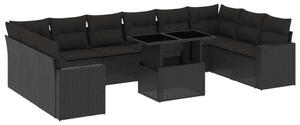 VidaXL Polyrattan Kerti Ülőgarnitúra - 11 részes - Fekete