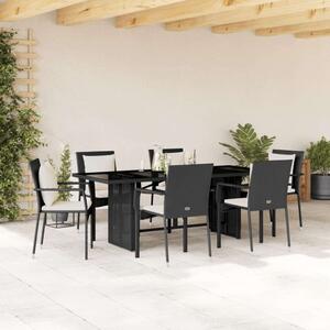 VidaXL Polyrattan Kerti Étkezőgarnitúra - 7 részes - Fekete