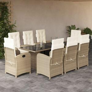 VidaXL Polyrattan Kerti Étkezőgarnitúra - 9 részes - Bézs