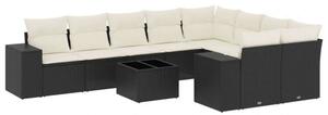 VidaXL Polyrattan Kerti Ülőgarnitúra - 10 részes - Fekete