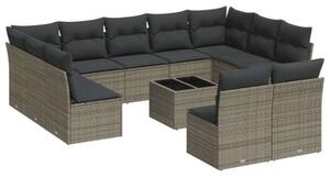 VidaXL Polyrattan Kerti Ülőgarnitúra - 12 részes - Szürke
