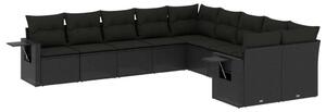 VidaXL Polyrattan Kerti Ülőgarnitúra - 10 részes - Fekete