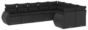 VidaXL Polyrattan Kerti Ülőgarnitúra - 9 részes - Fekete