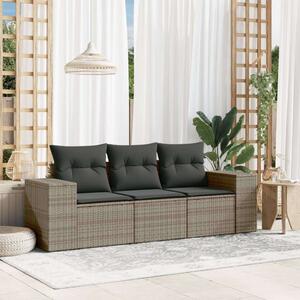 VidaXL Polyrattan Kerti Ülőgarnitúra - 3 részes - Szürke