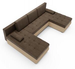 BORIS 1 modern u-alakú, kinyitható ülőgarnitúra - barna / bézs