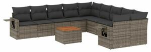 Polyrattan Kerti Ülőgarnitúra - 11 részes - Szürke