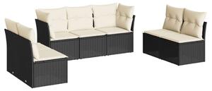 VidaXL Polyrattan Kerti Ülőgarnitúra - 7 részes - Fekete