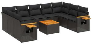 VidaXL Polyrattan Kerti Ülőgarnitúra - 10 részes - Fekete