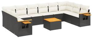 VidaXL Polyrattan Kerti Ülőgarnitúra - 11 részes - Fekete
