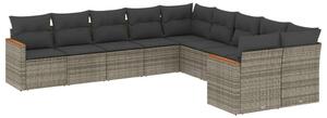 Polyrattan Kerti Ülőgarnitúra - 10 Részes Szürke Készlet