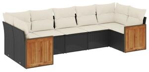 VidaXL Polyrattan Kerti Ülőgarnitúra - 7 részes - Fekete