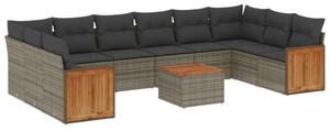 VidaXL Polyrattan Kerti Ülőgarnitúra - 11 részes - Szürke