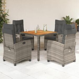 VidaXL 5 részes Kerti Étkezőgarnitúra - Szürke Polyrattan