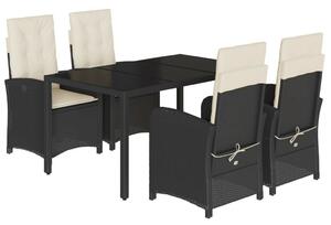 VidaXL 5 részes Kerti Étkezőgarnitúra - Fekete Polyrattan