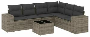 VidaXL 7 részes szürke polyrattan kerti ülőgarnitúra párnákkal