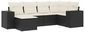 Polyrattan Kerti Ülőgarnitúra - 6 részes - Fekete