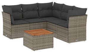 VidaXL Polyrattan Kerti Ülőgarnitúra - 6 részes - Szürke