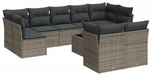 VidaXL Polyrattan Kerti Ülőgarnitúra - 10 részes - Szürke