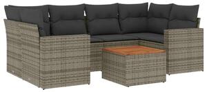 Polyrattan Kerti Ülőgarnitúra - 7 részes - Szürke