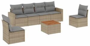 VidaXL Polyrattan Kerti Ülőgarnitúra - 7 részes - Bézs
