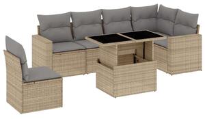 VidaXL Polyrattan Kerti Ülőgarnitúra - 7 részes - Bézs