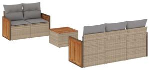 Vidaxl Polyrattan Kerti Ülőgarnitúra - 6 részes - Bézs
