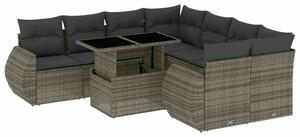 VidaXL Polyrattan Kerti Ülőgarnitúra - 9 részes - Szürke