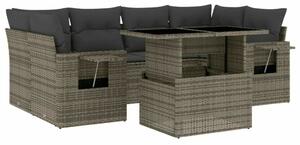 VidaXL 7 részes szürke polyrattan kerti ülőgarnitúra párnákkal