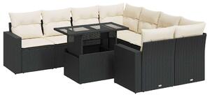 VidaXL Polyrattan Kerti Ülőgarnitúra - 9 részes - Fekete