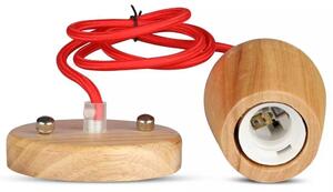 V-TAC fa lámpa, függeszték, piros vezetékkel E27 foglalattal - SKU 3723