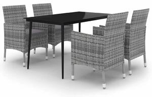 VidaXL 5 részes polyrattan és üveg kerti étkezőgarnitúra párnákkal