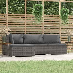 4 részes szürke polyrattan kerti ülőgarnitúra párnákkal